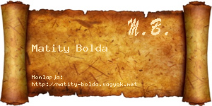 Matity Bolda névjegykártya